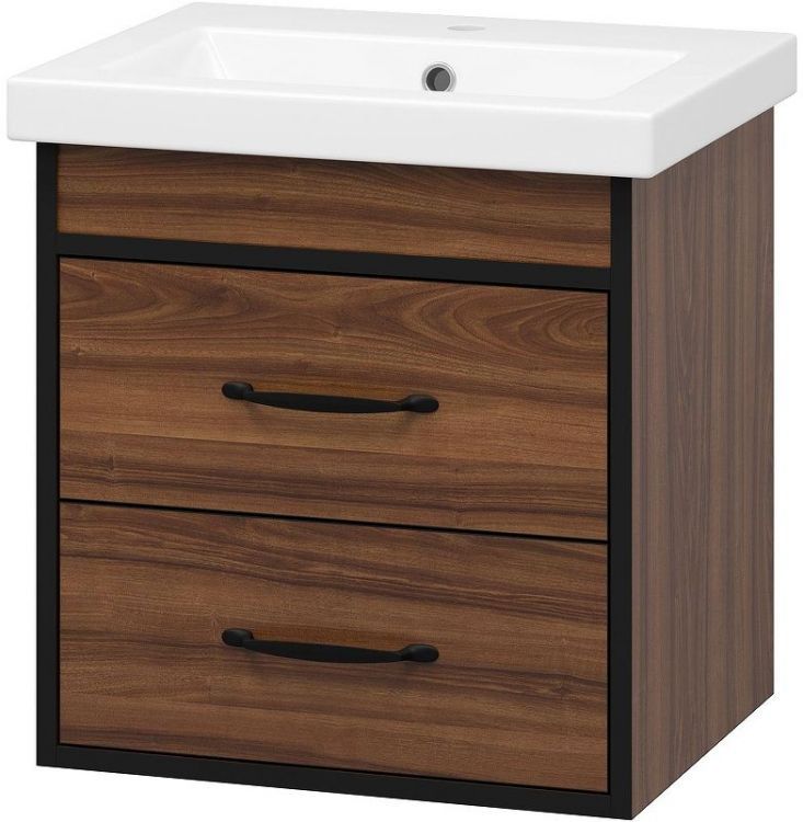 Тумба с раковиной Misty Кедр 50 УТ000014437 подвесная Орех