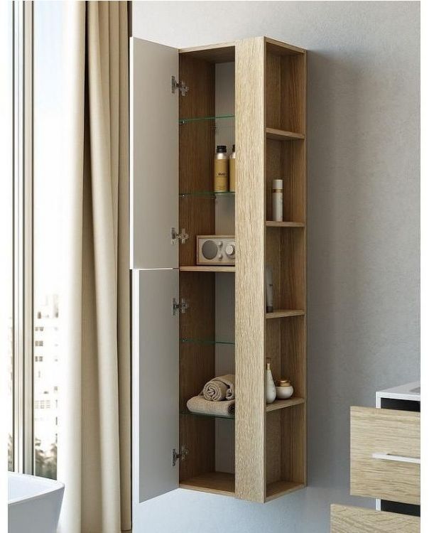 Шкаф пенал Aqwella 5 Stars Майами 40 Mai.05.04 подвесной Дуб сонома Белый