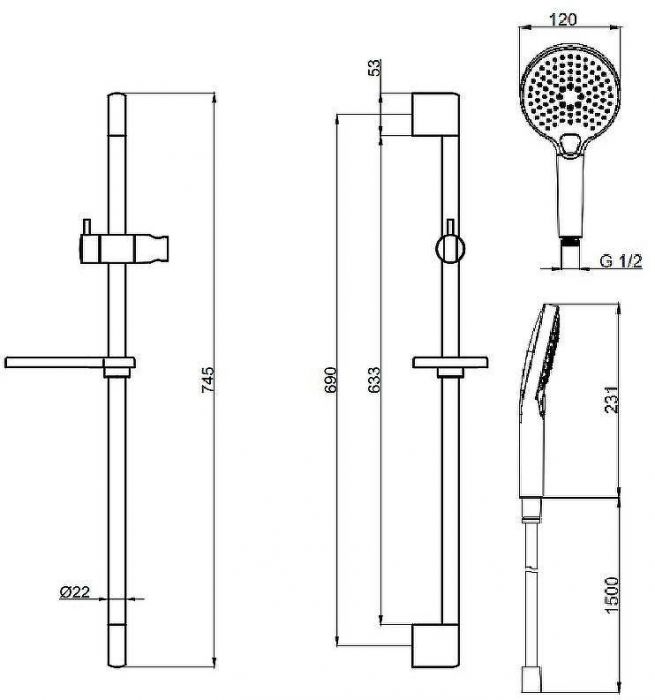 Душевой гарнитур AQUAme AQM8101GM Оружейный металл