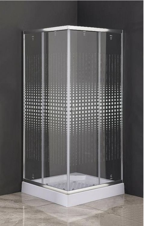 Душевой уголок Parly 80x80 ZQ8111 профиль Хром стекло прозрачное с рисунком