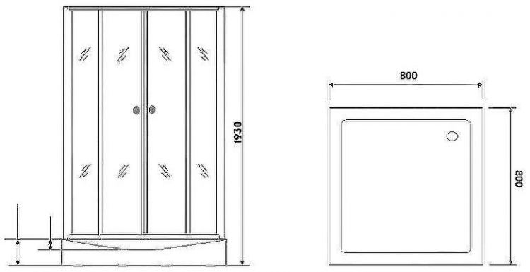 Душевой уголок Parly 80x80 ZQ8111 профиль Хром стекло прозрачное с рисунком