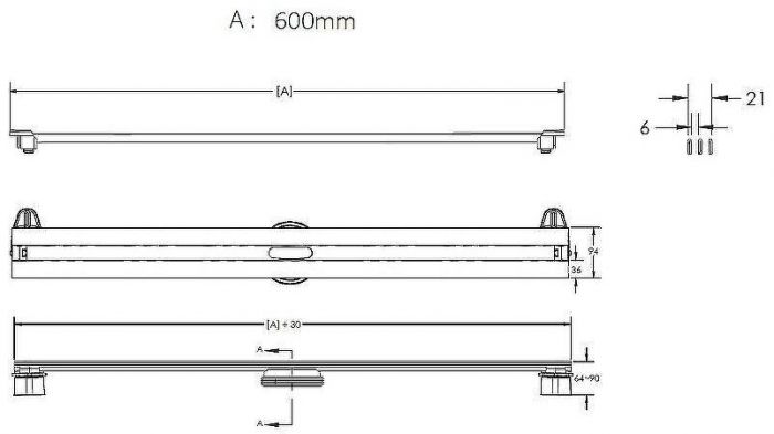 Душевой лоток Berges Super Slim 600 091152 с решеткой Хром глянец