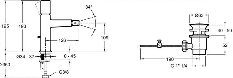 Смеситель для биде Jacob Delafon Rivoli E24167-CP, хром Смеситель для биде Jacob Delafon Rivoli E24167-CP, хром