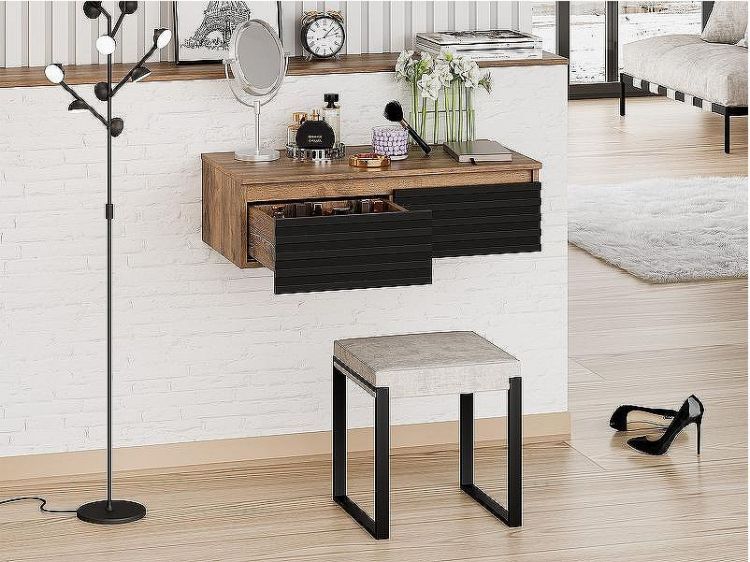 Тумба Brevita Dakota 80 DAK-009080-19-022Я подвесная Черный кварц Дуб Галифакс олово