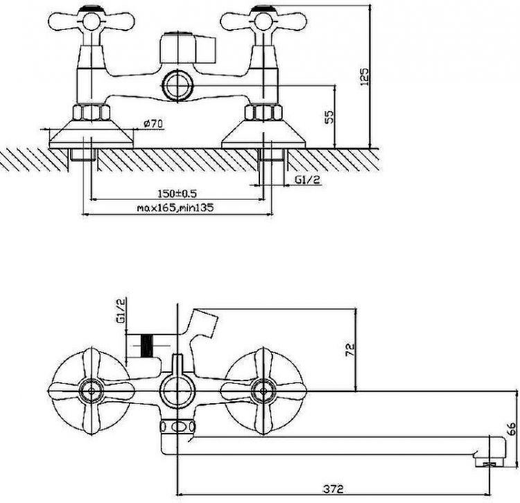 Смеситель для ванны ESKO Vienna VN 31-2 универсальный Хром