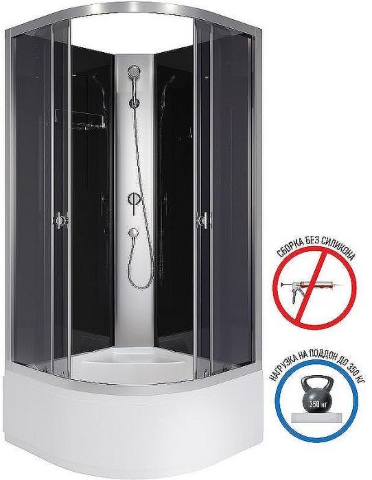 Душевая кабина Niagara Eco 90x90 E90/40/TN/BK без гидромассажа