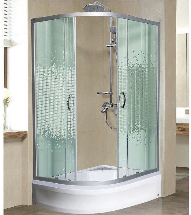 Душевой уголок Мономах ДУ 100x80 МЗ 10000005882 профиль Хром матовый стекло прозрачное с рисунком