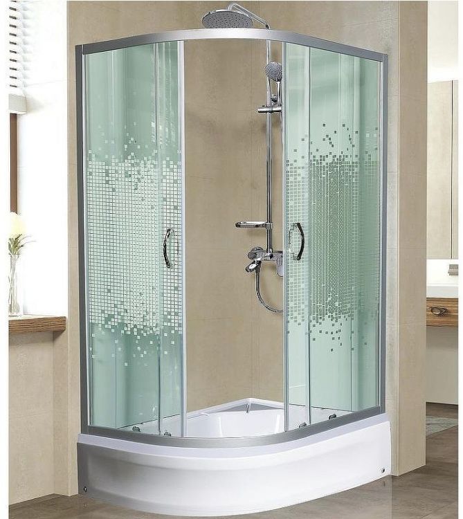 Душевой уголок Мономах ДУ 100x80 МЗ 10000005882 профиль Хром матовый стекло прозрачное с рисунком