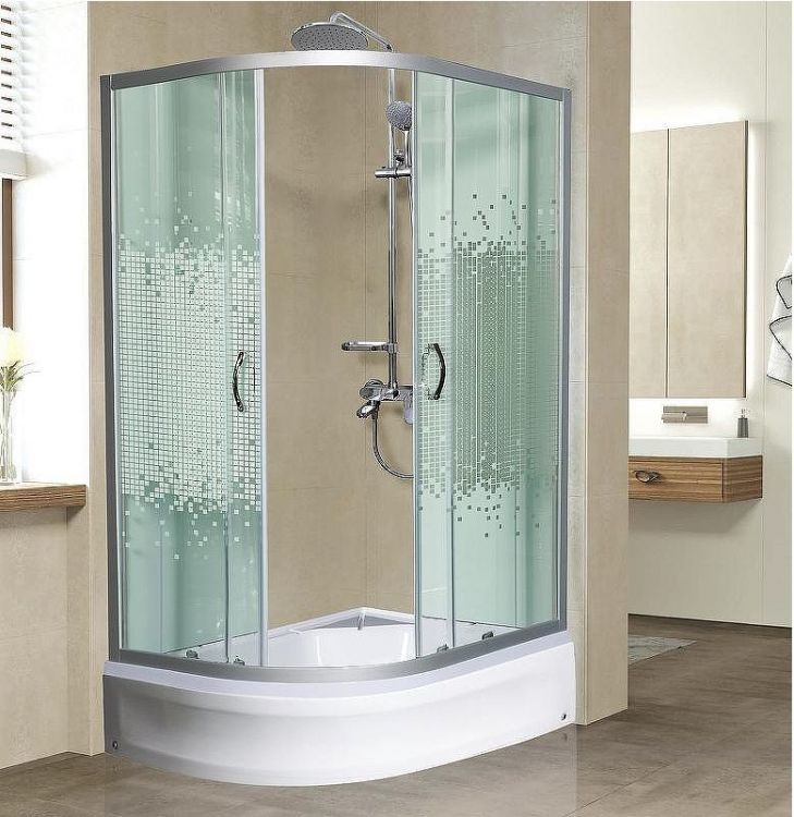 Душевой уголок Мономах ДУ 100x80 МЗ 10000005882 профиль Хром матовый стекло прозрачное с рисунком