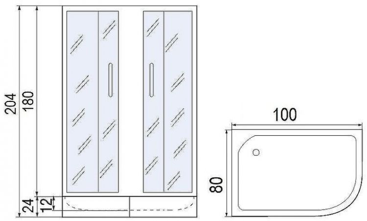 Душевой уголок Мономах ДУ 100x80 МЗ 10000005882 профиль Хром матовый стекло прозрачное с рисунком