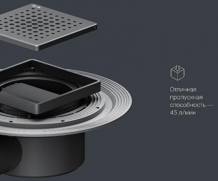 Душевой трап AM.PM MasterFlow 10 W01BD-P11-010-01BM с Черной матовой решеткой Cut Gradient