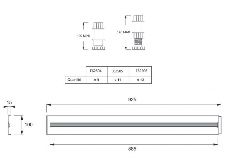 Набор для увеличения высоты душевого поддона Flight, E62504-00  Набор для увеличения высоты душевого поддона Flight, E62504-00