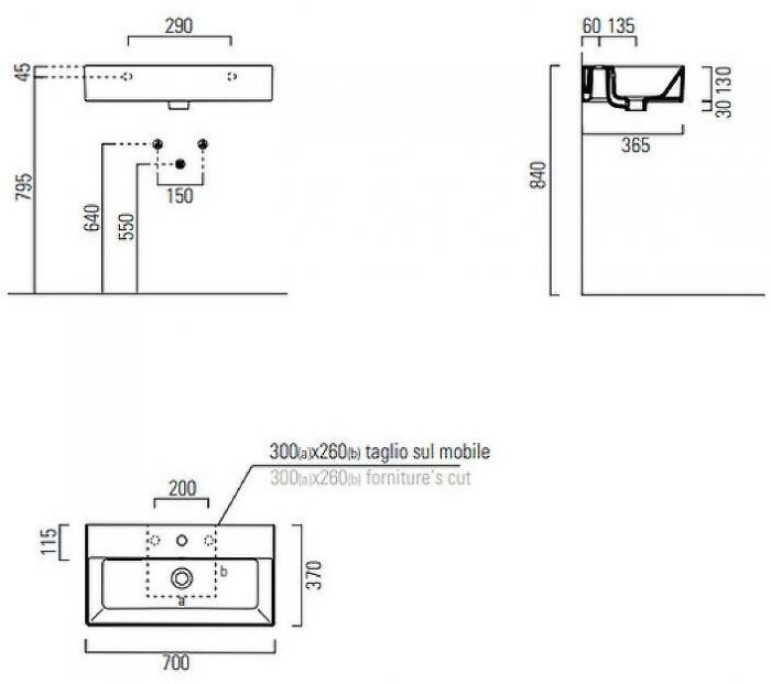 Раковина GSI Kube X 70 9455111 Белая