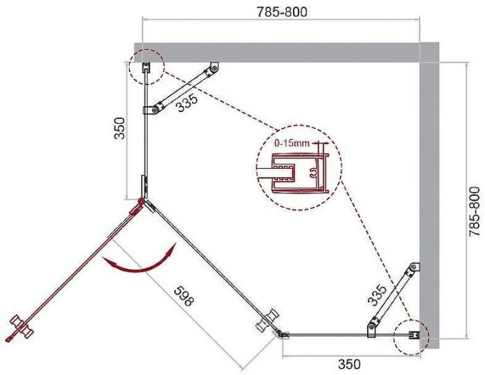 Душевой уголок BelBagno Kraft 80х80 KRAFT-P-1-80-C-Cr-L профиль Хром стекло прозрачное