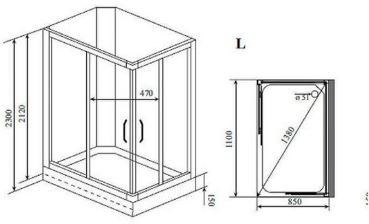 Душевая кабина Timo Lux 110x85 TL-1504L с гидромассажем