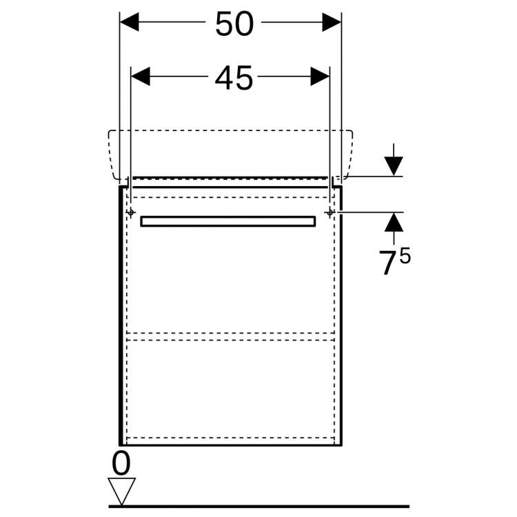 Тумба под раковину Geberit Renova Nr.1 Comprimo, 50x34, белый матовый [862055000]