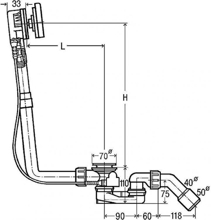 Слив-перелив Viega Multiplex Trio 723347 полуавтомат с наливом Хром глянцевый