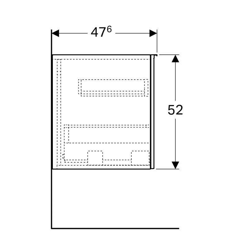 Боковой шкафчик Geberit Acanto, 45x48, лавовый [500.618.JK.2]