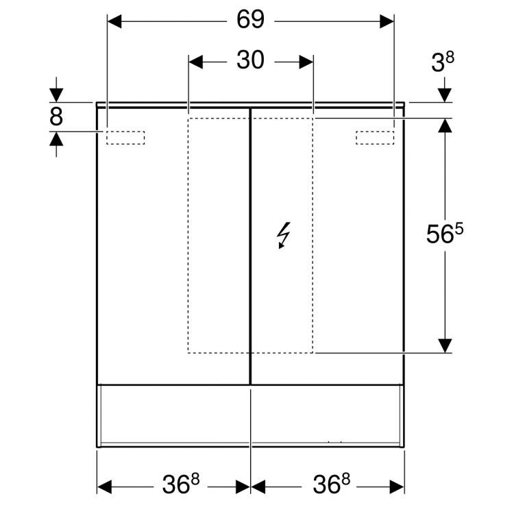 Шкафчик с зеркалом Geberit Acanto, 74x22, дуб Мистик [500.645.00.2]