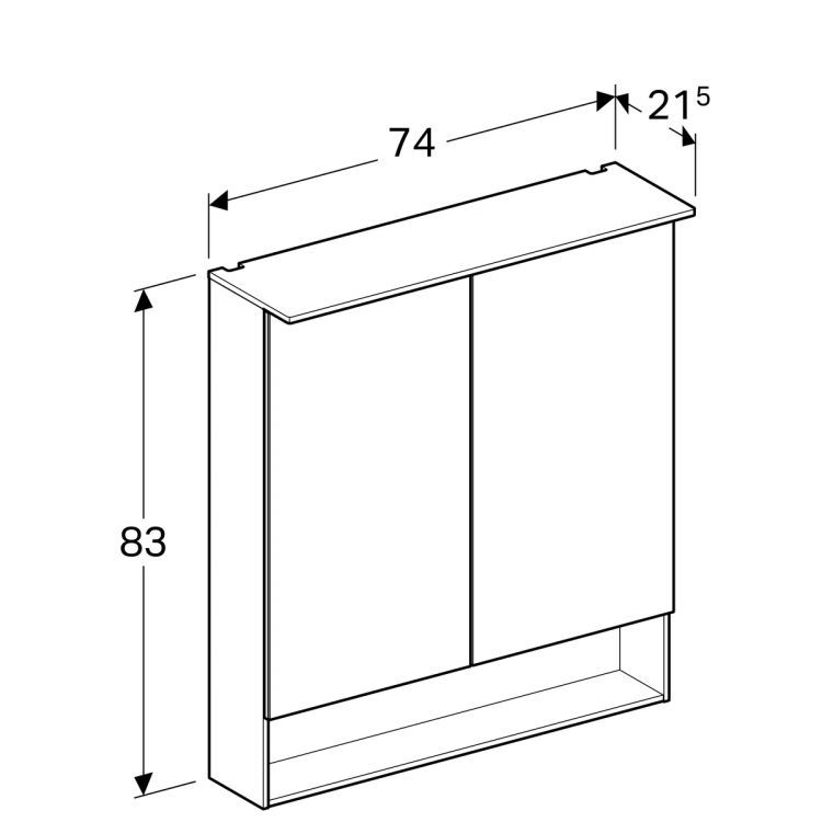 Шкафчик с зеркалом Geberit Acanto, 74x22, дуб Мистик [500.645.00.2]