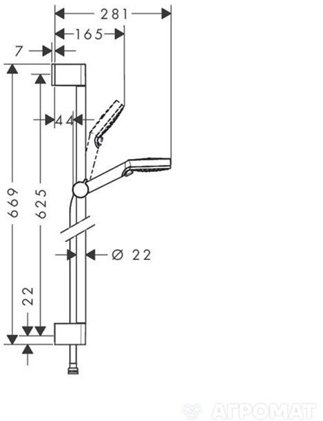 Hansgrohe Crometta Vario Unica Душевой набор: штанга 650mm, ручной душ, 2jet (Rain, IntenseRain), шланг, цвет: белый/хром