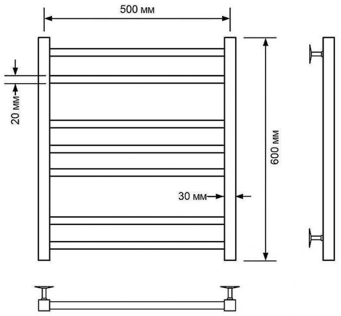 Водяной полотенцесушитель Comfysan Pioli-K W-6 60x50 014223 Черный матовый