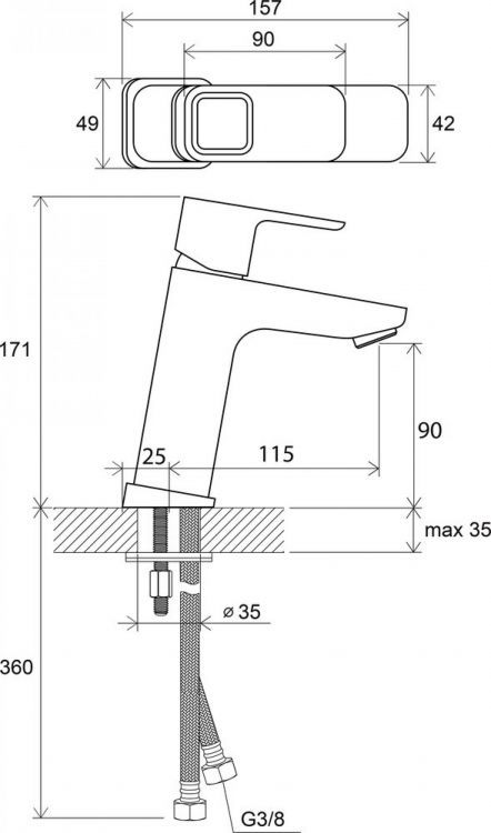 Смеситель для умывальника Ravak 10° TD 014.00 X070062 Смеситель для умывальника Ravak 10° TD 014.00 X070062