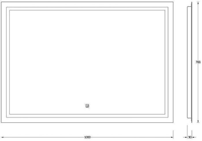Зеркало Evoform Ledline 70x100 BY 2437 с подсветкой 29.5 W - сенсорный выключатель