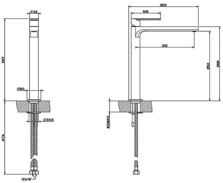 Смеситель для раковины Gessi Emporio Via Manzoni 38609#149 Никель брашированный