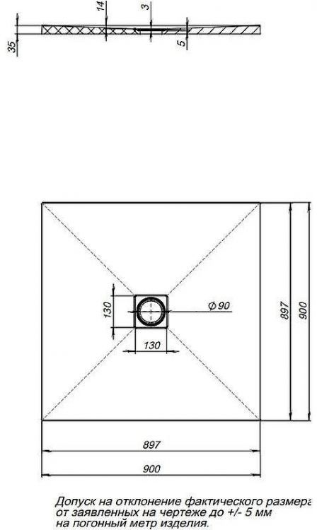 Душевой поддон из искусственного камня Aquanet Pleasure 90x90 258874 Серый