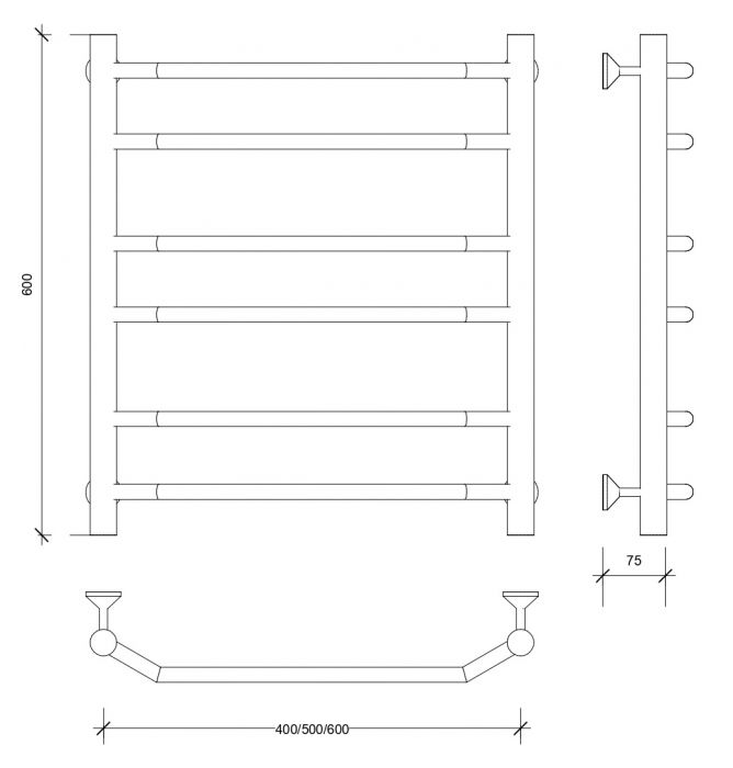 Полотенцесушитель электрический Secado Агата 2 60x50 белый матовый