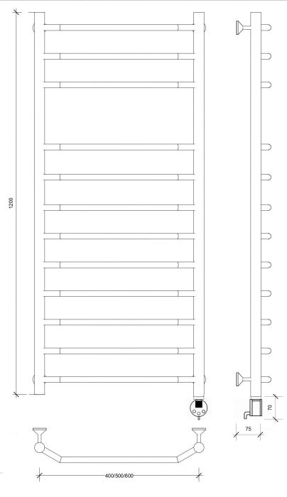 Полотенцесушитель электрический Secado Агата 5 120x60 белый матовый