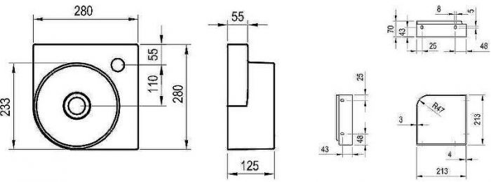 Раковина Ravak Yard 28 C XJX0D228000 угловая Черная матовая