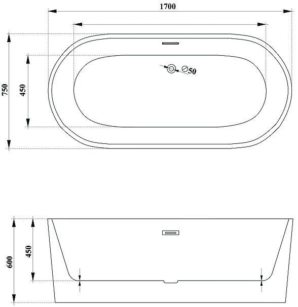 Акриловая ванна Ceruttispa Skye170 170x75 СТ10513 без гидромассажа Акриловая ванна Ceruttispa Skye170 170x75 СТ10513 без гидромассажа