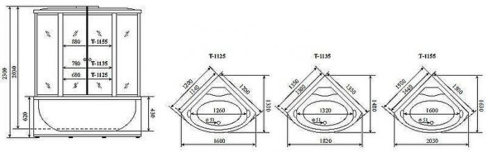 Душевой бокс Timo Standart 135x135 T-1135 с гидромассажем