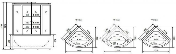 Душевой бокс Timo Standart 125х125 T-6625SF без гидромассажа