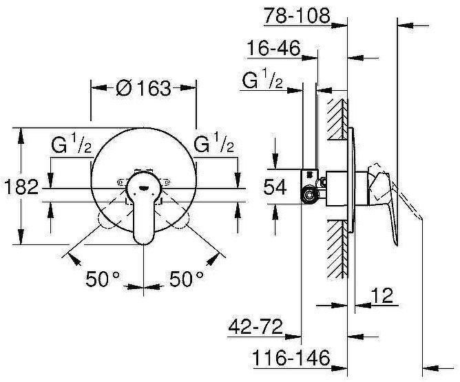 Смеситель для душа Grohe BauEdge 29078000 Хром