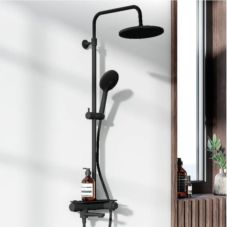 Душевая система Damixa Jupiter 977760300 с термостатом Черная матовая Душевая система Damixa Jupiter 977760300 с термостатом Черная матовая