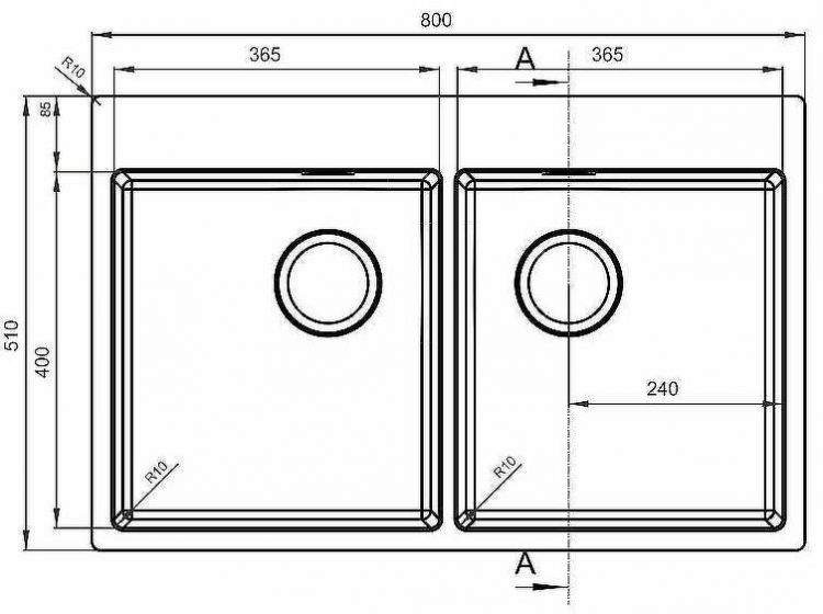 Кухонная мойка Florentina Логика-HM 80 LHM.800.510.B.20.S.10 Нержавеющая сталь сатинированная