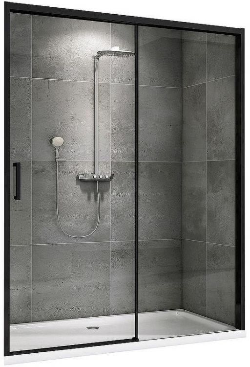 Душевая дверь Abber Komfort 150 AG93150B профиль Черный стекло прозрачное