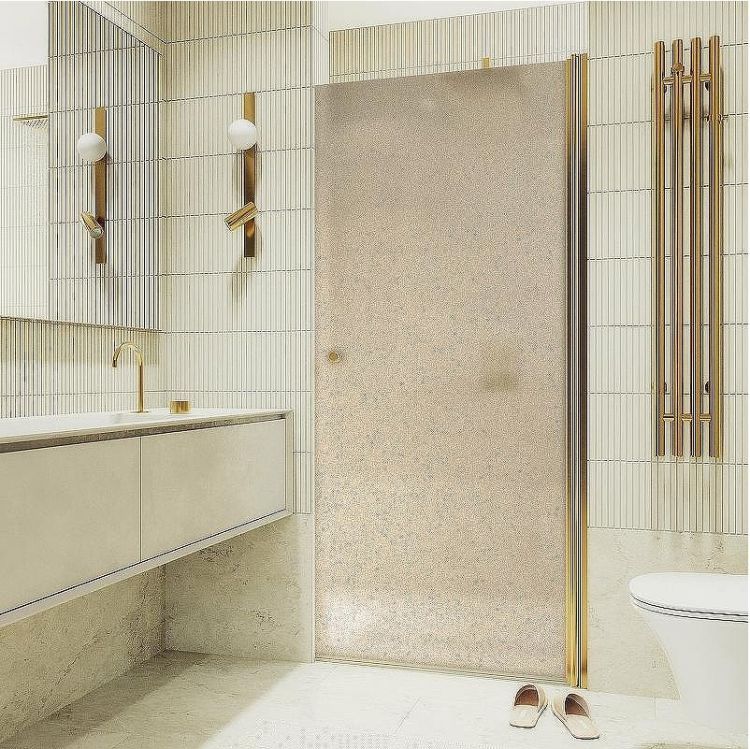 Душевая дверь Maybah Glass MGD-805-3 800x1980 на монопетле Золото стекло бронзовое матовое