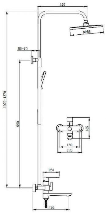 Душевая система Splenka S222.24.06 Черная матовая