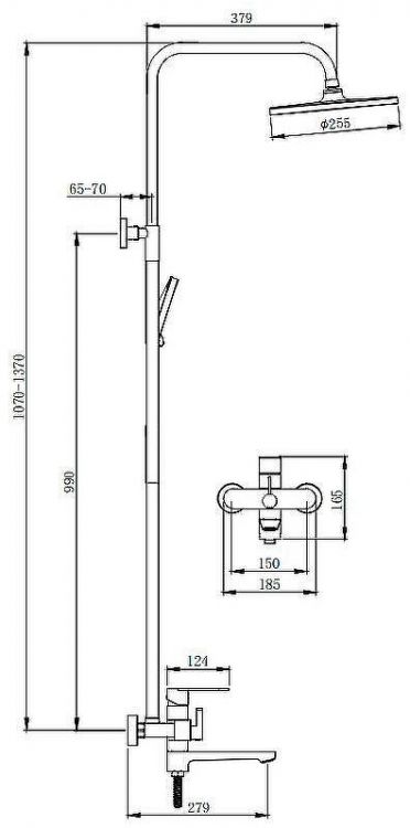 Душевая система Splenka S222.24.06 Черная матовая