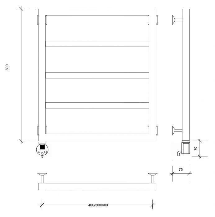 Полотенцесушитель электрический Secado Парма 2 60x40 графит