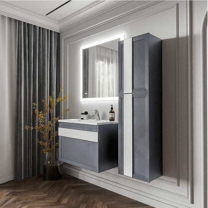 Тумба под раковину Бриклаер Берлин 80 4627125416156 подвесная Оникс серый