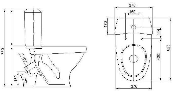 Унитаз компакт Santeri Вест 1.P201.8.S01.00B.F с бачком и сиденьем