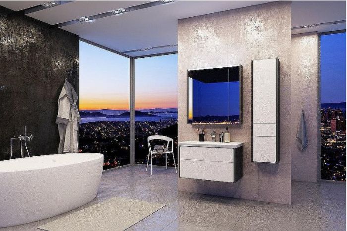 Зеркальный шкаф Roca Ronda 60 ZRU9302968 с подсветкой Белый глянец Антрацит