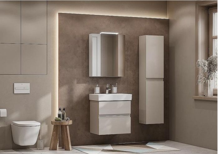 Зеркальный шкаф Roca Oleta 60 R A857646515 с подсветкой Капучино