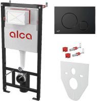 Инсталляция Alcaplast AM101/1120-4:1 RU M678-0001 для унитаза с Черной матовой клавишей смыва