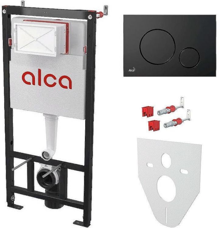 Инсталляция Alcaplast AM101/1120-4:1 RU M678-0001 для унитаза с Черной матовой клавишей смыва